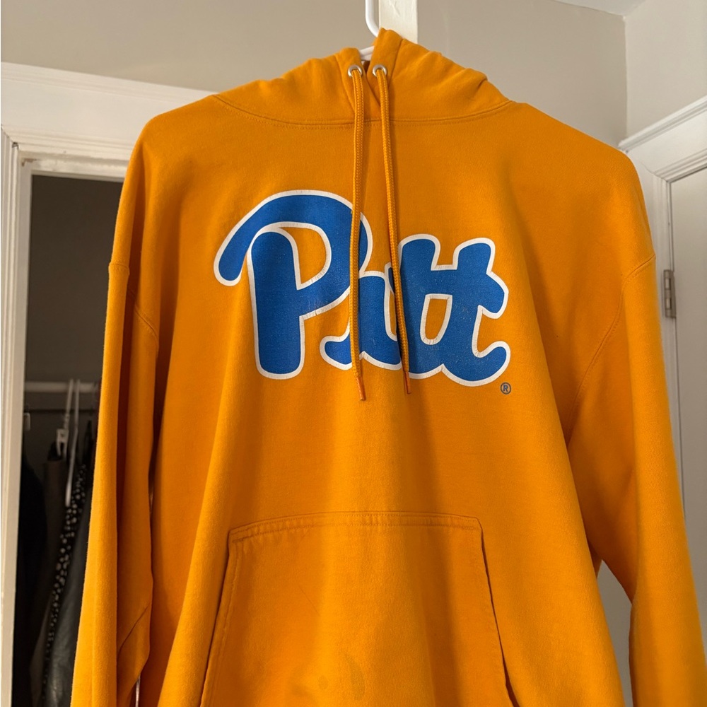 Port and Company Men's Crewneck Sweater - Gold with Blue Logo